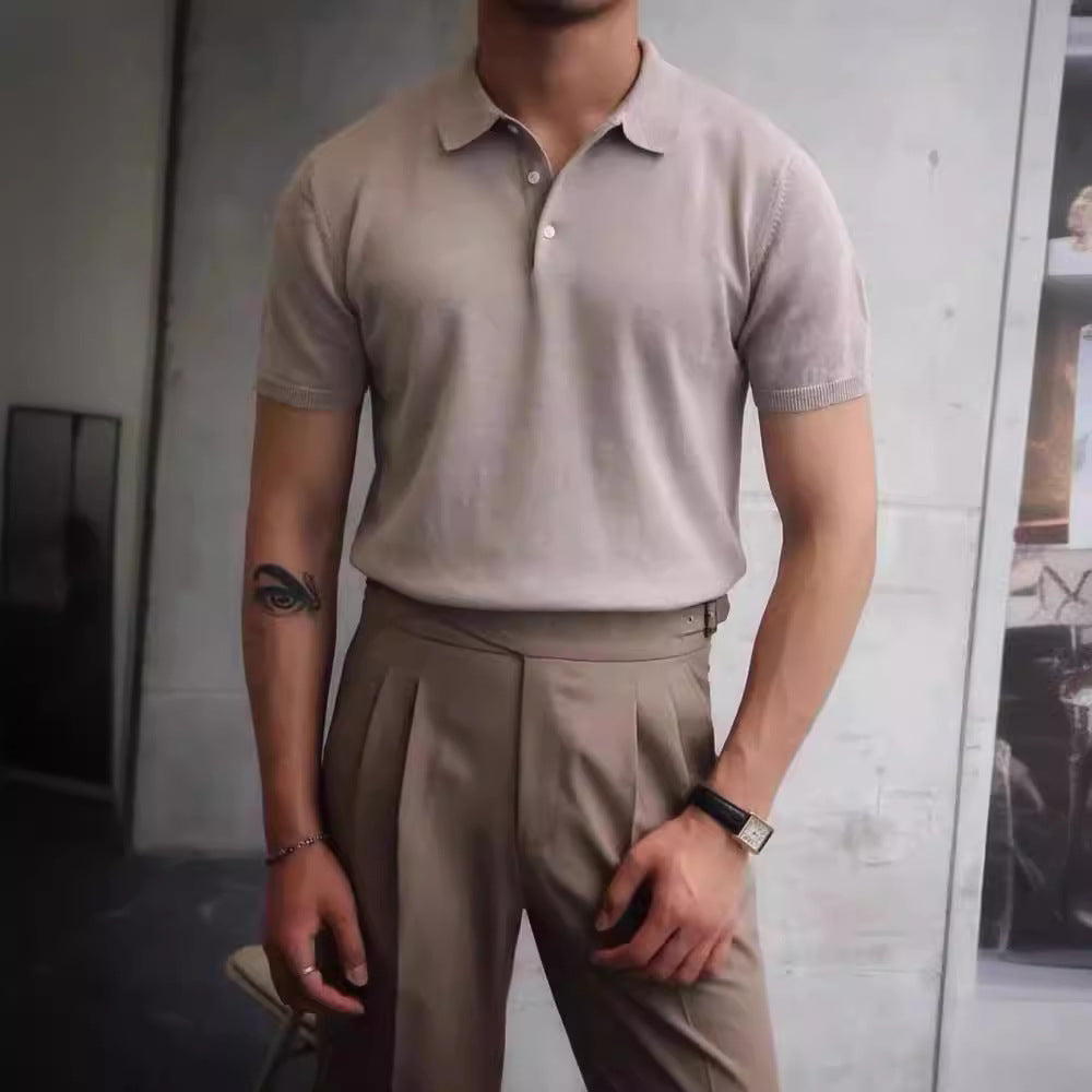 Herren nan Premium-Feinstrick-Poloshirt mit offenem Hemdkragen und dezenter Knopfleiste R&B