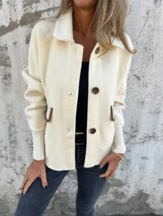 Damen gemütliche Cardigan-Jacke mit Knöpfen R&B