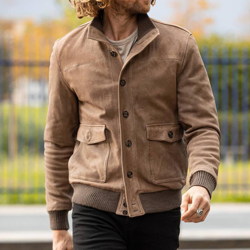 Herren elegante Wildlederjacke mit modernen Details R&B