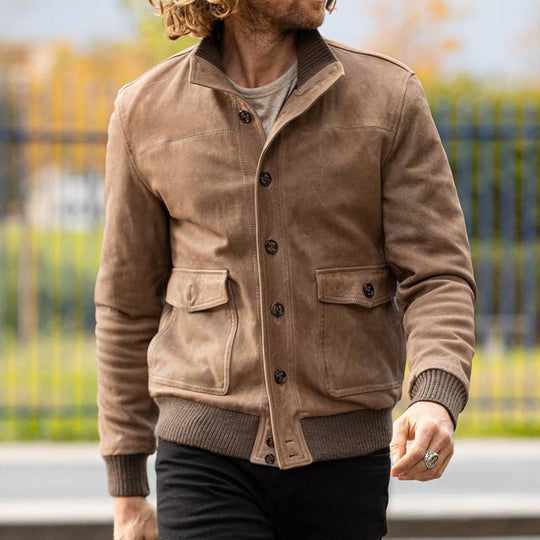 Herren elegante Wildlederjacke mit modernen Details R&B