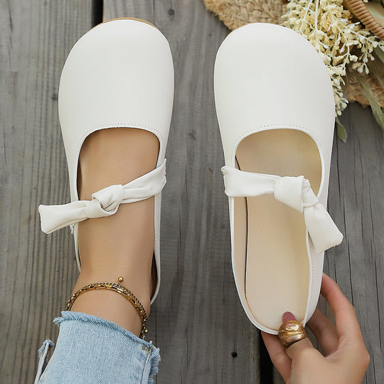 Damen Elegante und bequeme Ballerinas mit dekorativem Knoten und Perlendetail R&B