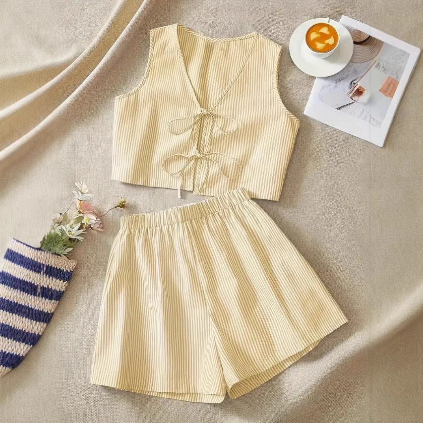 Damen Lounge-Wear Set mit Raffung und Rückenschnürung