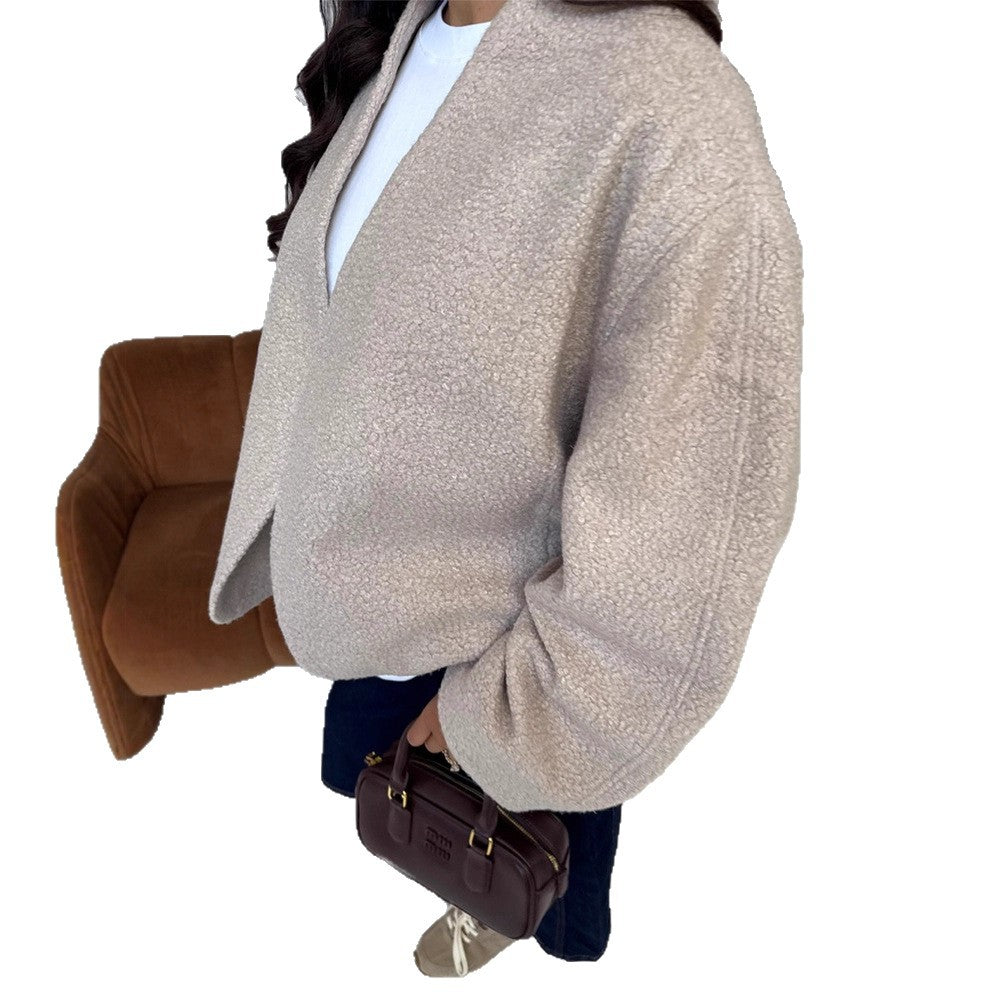 Damen oversized Wolljacke mit eleganten Detail R&B