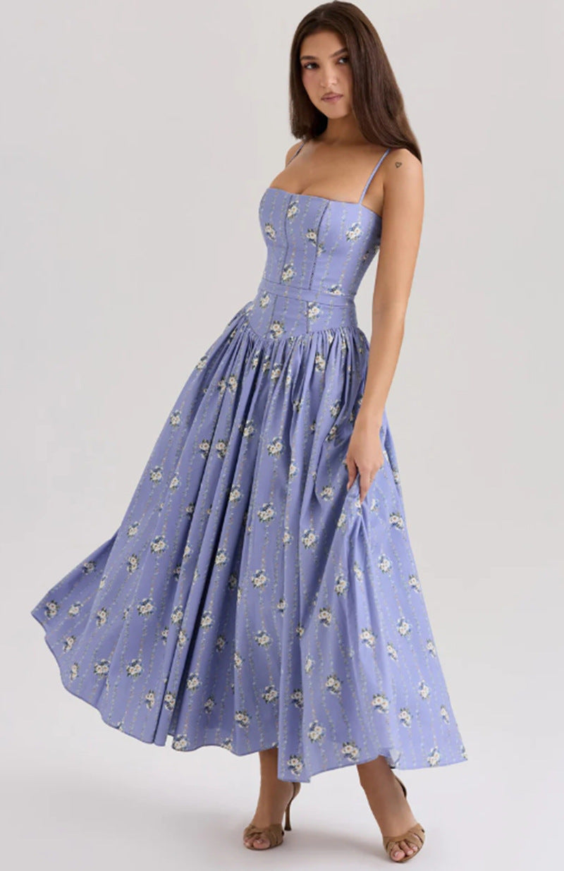 Damen nan tailliertes Maxikleid mit Korsettoberteil und feinen Spaghettiträgern R&B