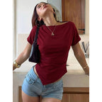 Damen Trendiges Oberteil mit asymmetrischem Saum und figurbetonendem Schnitt R&B