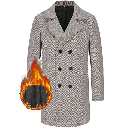 Herren eleganter Doppelreiher-Mantel mit strukturiertem Obermaterial R&B