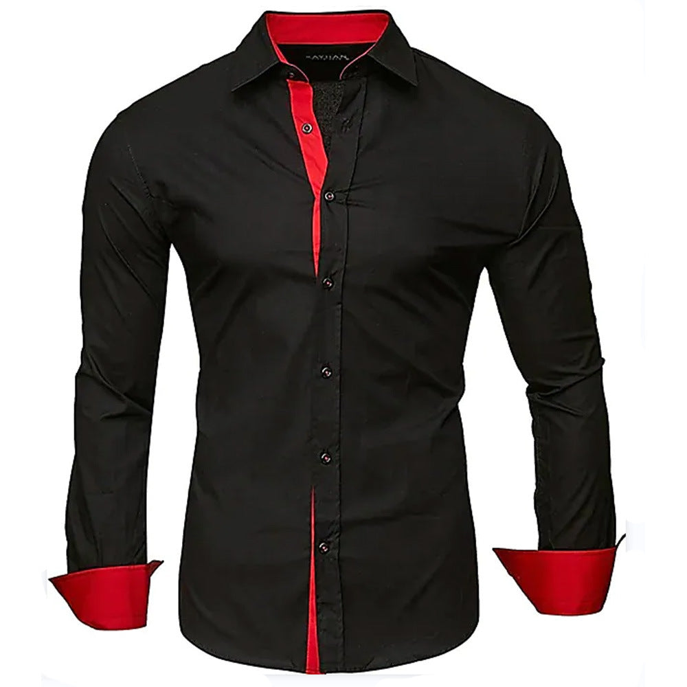 Herren elegantes Langarmhemd mit kontrastierenden Manschetten R&B