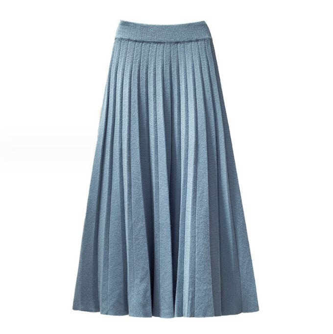 Damen Plissierter Maxi-Rock aus hochwertigem Strickstoff R&B