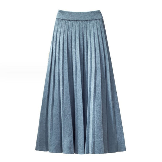 Damen Plissierter Maxi-Rock aus hochwertigem Strickstoff R&B