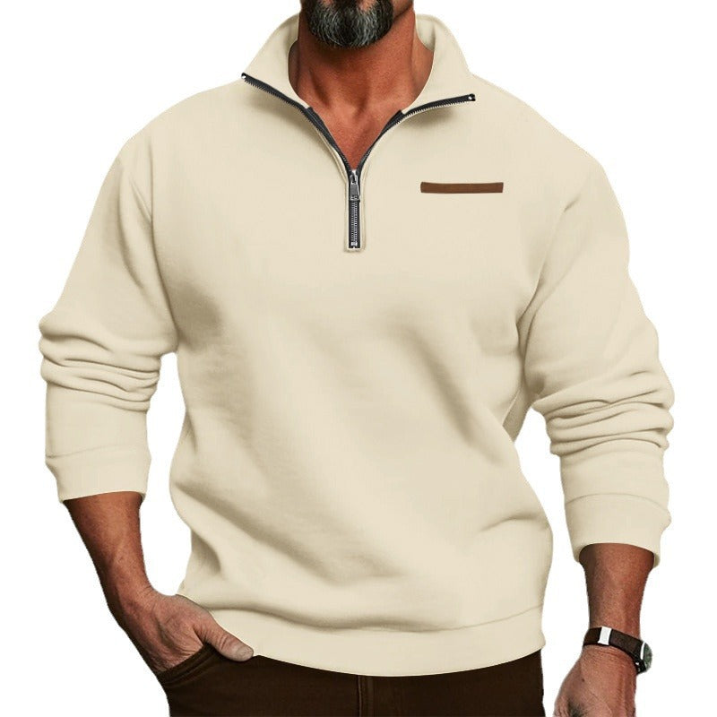 Herren lässiger Pullover mit halbem Reißverschluss und strukturiertem Design R&B