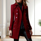 Damen stylischer Wollmantel mit doppelter Knopfleiste R&B