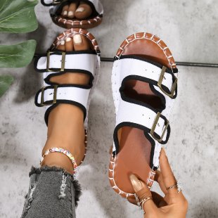 Damen offene Riemchensandalen mit verstellbaren Schnallen R&B
