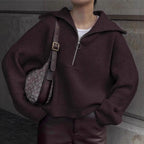 Damen Strickpullover mit Reißverschluss und lässigem Schnitt R&B