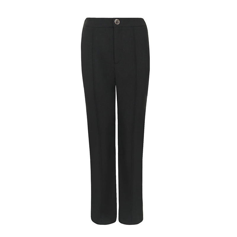 Damen elegante Business-Hose mit seitlichen Eingrifftaschen und schmalem Schnitt R&B