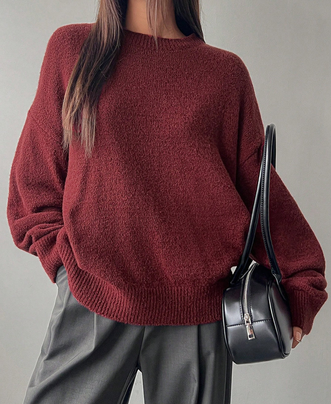 Damen Lässiger Strickpullover mit weitem Schnitt und komfortabler Passform R&B