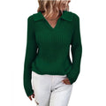 Damen V-Ausschnitt Strickpullover mit Kragen R&B