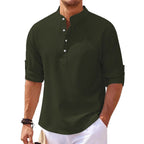 Herren lässiges Henley-Shirt mit strukturierter Oberfläche R&B