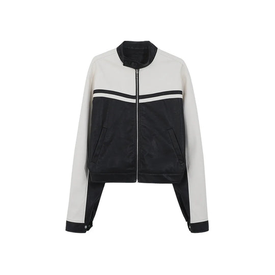 Damen stylische Sportjacke mit kontrastierenden Streifen und hochgeschlossenem Kragen R&B
