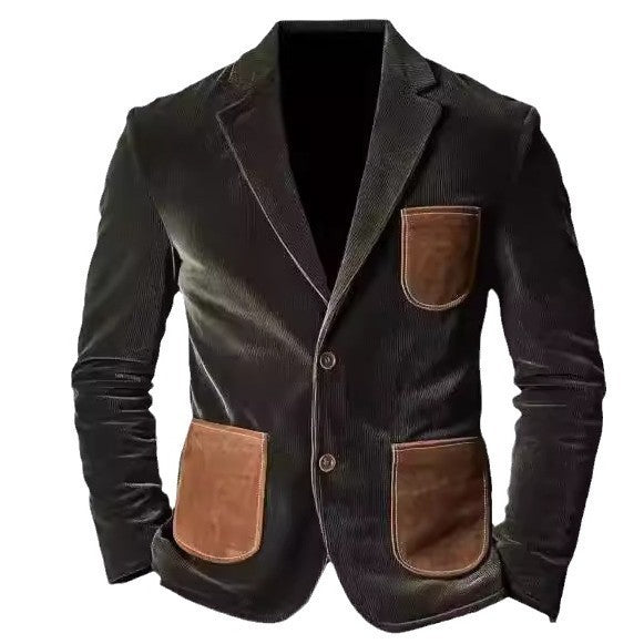 Herren elegante Cordjacke mit applikationen R&B