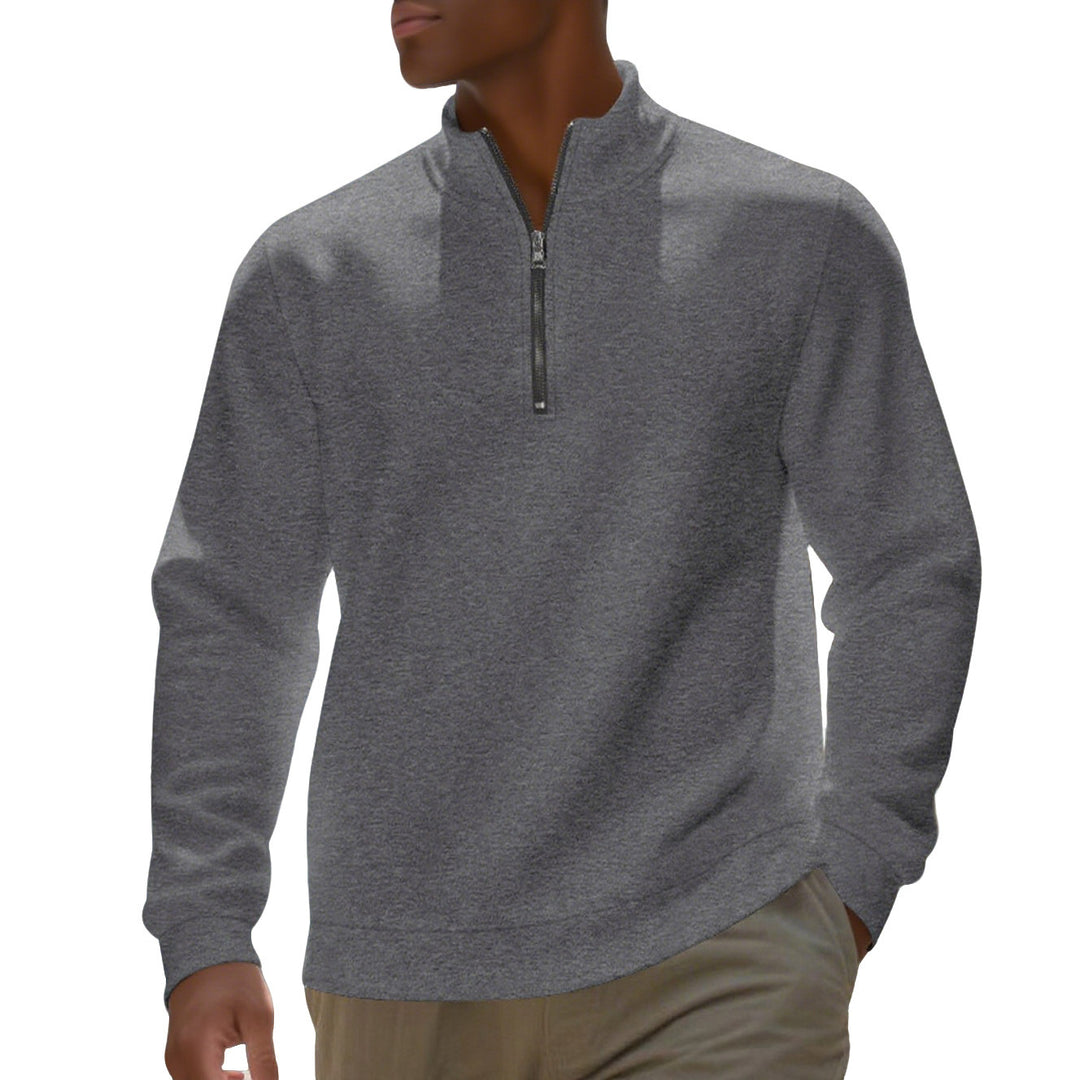 Herren nan Halbzip-Sweatshirt aus Baumwollmix mit Stehkragen, weichem Innenfutter und Rippbündchen R&B