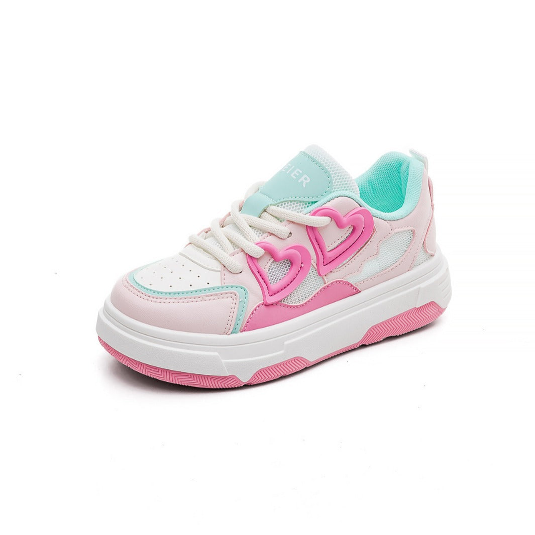 Damen Sportliche Sneakers mit Herz-Design und atmungsaktiver Mesh-Oberfläche R&B