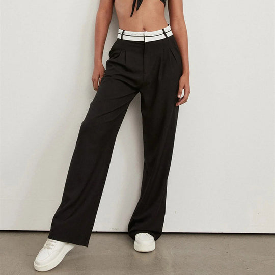 Damen weite Hochbundhose mit eleganten Falten R&B