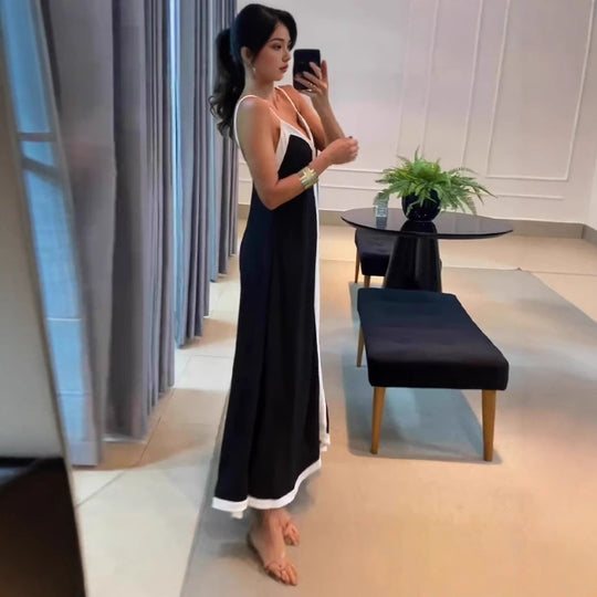 Damen Maxikleid mit eleganten Trägern R&B