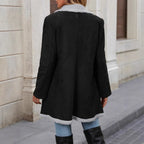 Damen Modische Oversized-Jacke mit Teddyfutter und doppelter Knopfleiste R&B