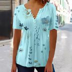 Damen Kurzarm Bluse mit floralem Design R&B