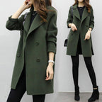 Damen Eleganter Wollmantel mit doppelter Knopfleiste R&B