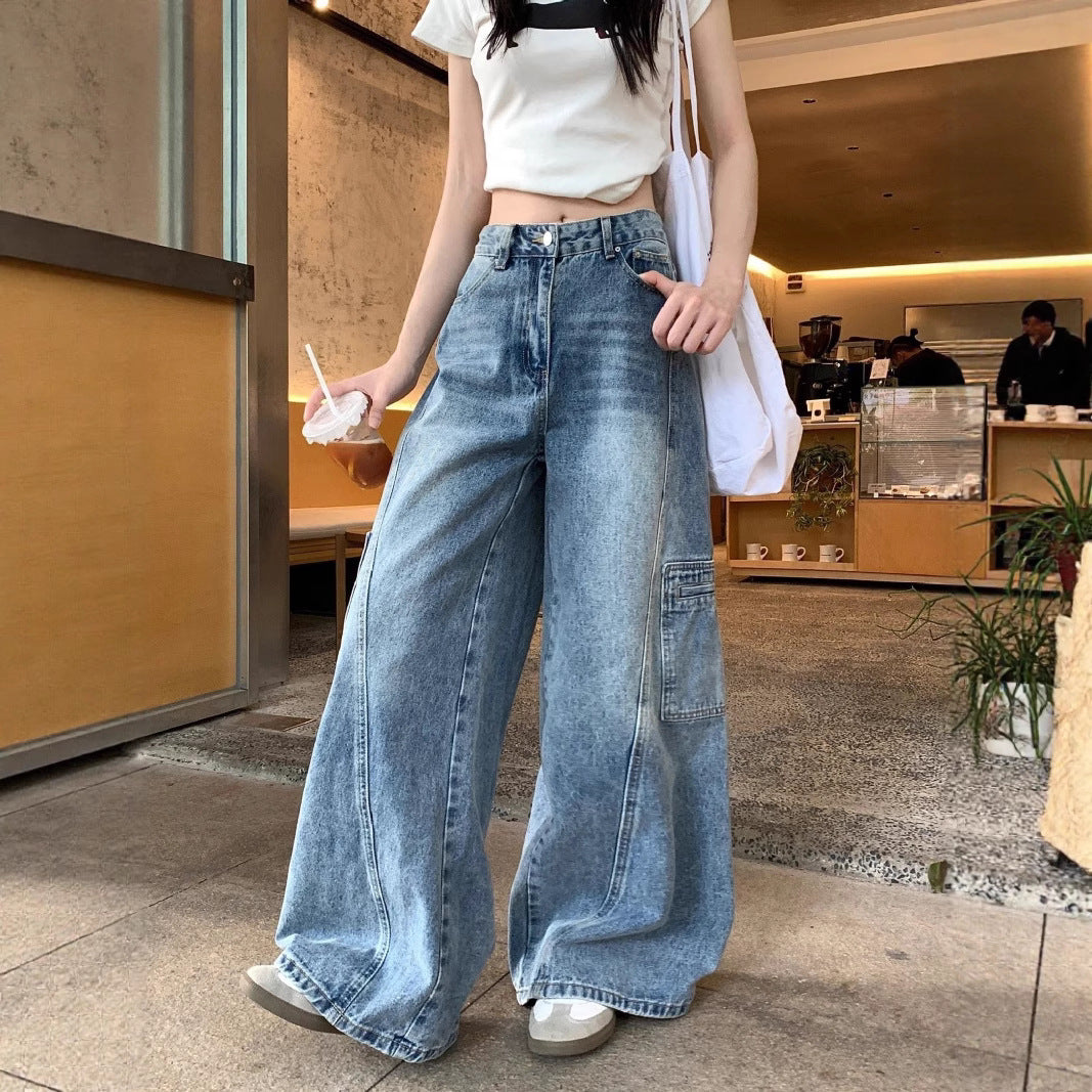 Damen Weite Cargo-Jeans im urbanen Stil R&B