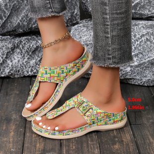 Damen Komfortable Zehentrenner-Sandalen mit eleganter Schnallenverzierung R&B
