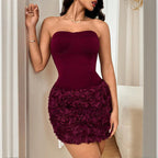 Damen Bodycon Minikleid mit floralem Rüschensaum R&B