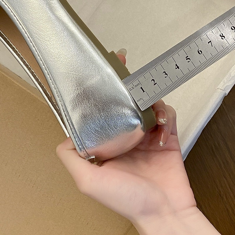 Damen elegante Ballerinas mit schimmernder Oberfläche und zarter Schleifen-Applikation EB