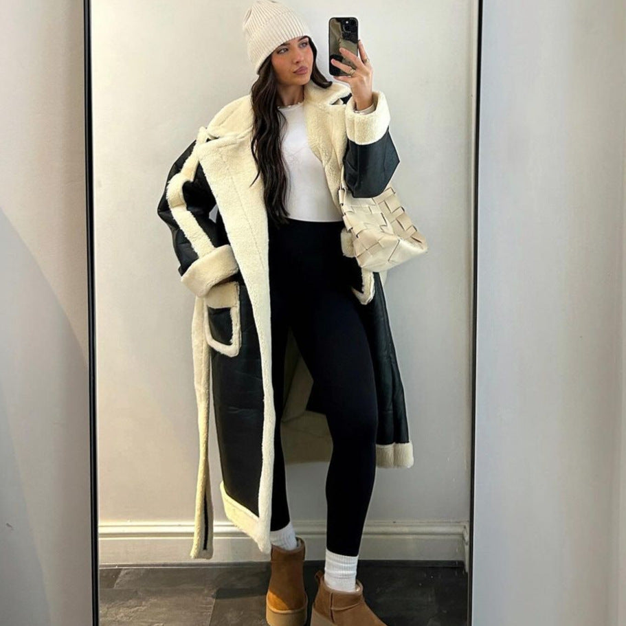 Damen Oversized Kunstfelljacke mit Taschen und elegantem Schnitt R&B