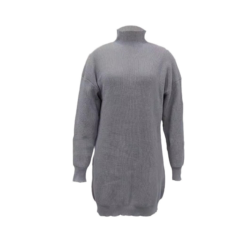 Damen Modisches Strickkleid mit hohem Kragen und oversize Schnitt R&B