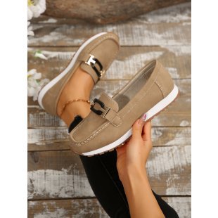 Damen Mokassin-Schuhe mit modischem Schnallenakzent und bequemem Fußbett R&B