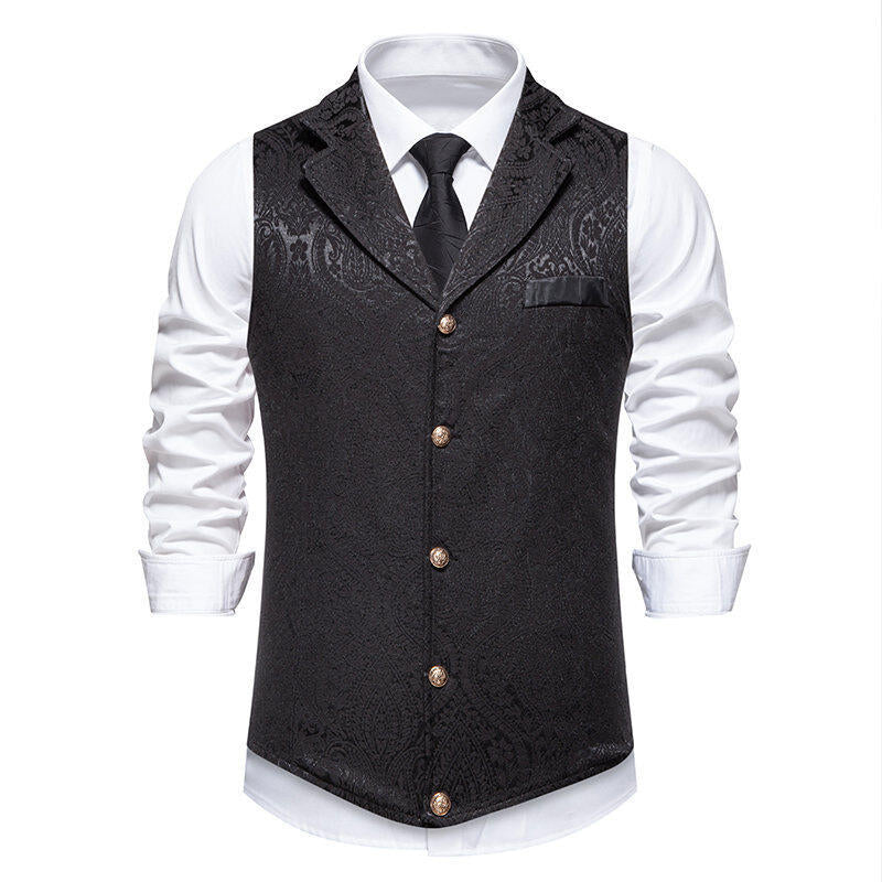 Herren elegante Anzugweste mit feinem Floral-Muster und hochwertiger Verarbeitung R&B