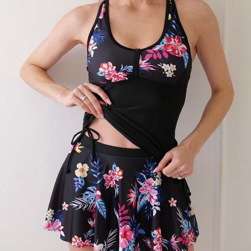 Damen Tankini-Set mit floralem Rock und figurformendem Oberteil R&B