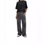 Damen Weit geschnittene Leoprint-Hose mit flexiblem Bund und modischem Design R&B