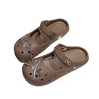 Damen Praktische Clogs mit funkelnder Dekoration und verstellbarem Riemen EB