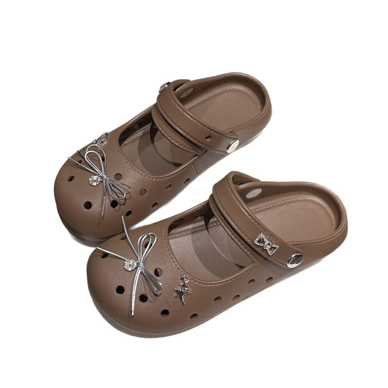 Damen Praktische Clogs mit funkelnder Dekoration und verstellbarem Riemen EB