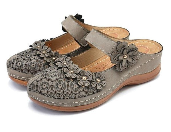 Damen Clogs mit dekorativen Blumenapplikationen R&B