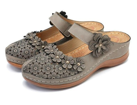 Damen Clogs mit dekorativen Blumenapplikationen R&B