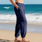 Herren leichte und luftig geschnittene Strandhose mit elastischem Bund und Seitentaschen R&B