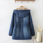 Damen Urbanes Denim Parka mit warmem Innenfutter und Kapuze R&B