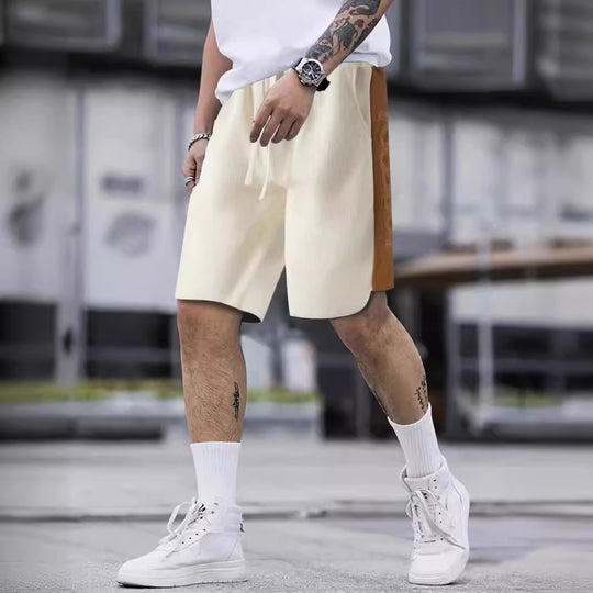 Herren stylische Freizeithose mit atmungsaktiver Struktur und seitlichen Kontraststreifen R&B