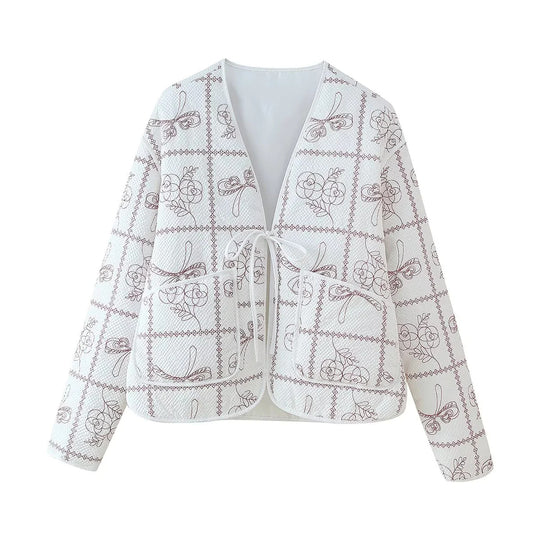 Damen quilted Jacke mit floralem Muster und praktischen Taschen R&B