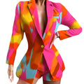 Damen Modischer Blazer mit kurzen Hosen und auffälligem Farbdesign R&B