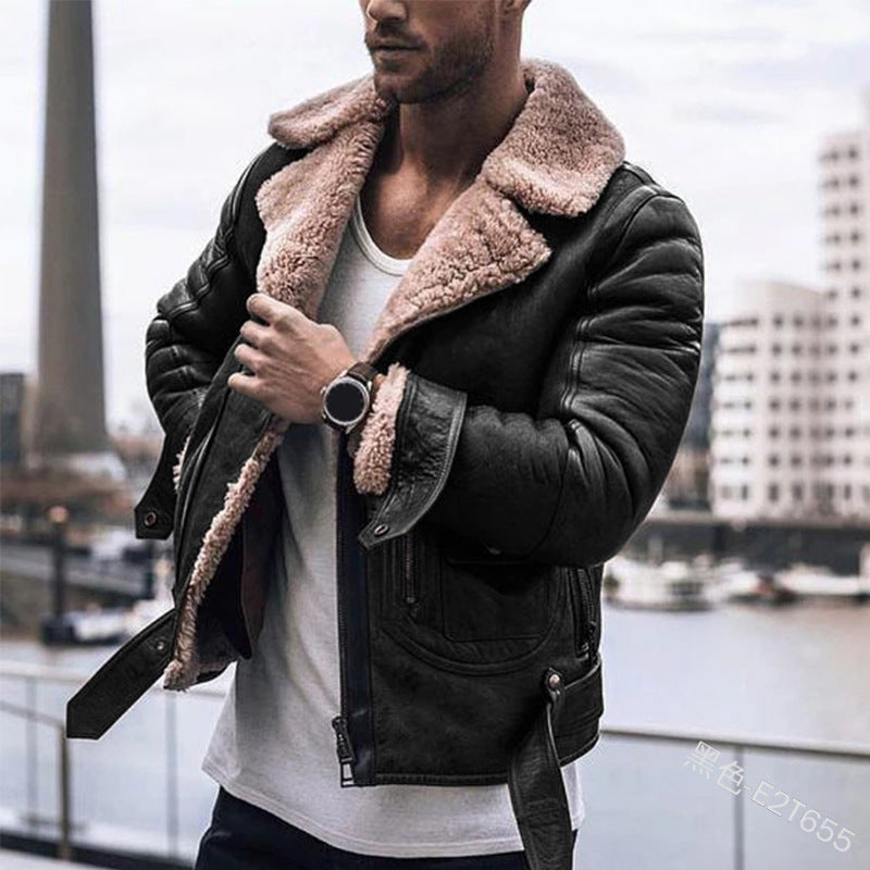 Herren jacke mit schickem Kunstfellkragen R&B